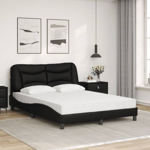vidaXL Letto con Materasso Hvar Nero 140x190 cm in Similpelle