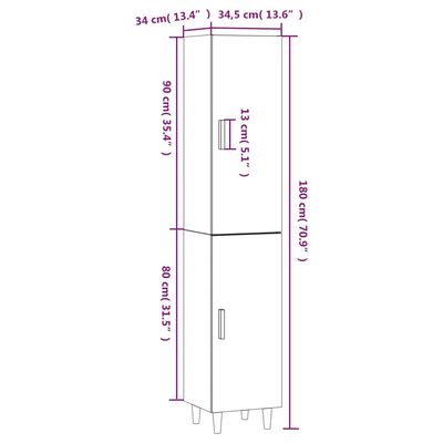 vidaXL Credenza Rovere Sonoma 34,5x34x180 cm in Legno Multistrato