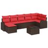 vidaXL Set di divani 8 pz Marrone e Rosso polyrattan