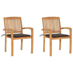 vidaXL Sedie da Giardino 2 pz e Cuscini Grigio Talpa Massello di Teak