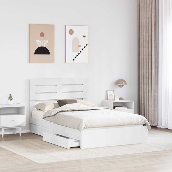 vidaXL Letto con Contenitore Bianco 120 x 200 cm Legno multistrato