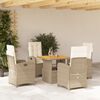 vidaXL Set da Pranzo da Giardino 5 pz con Cuscini Beige in Polyrattan