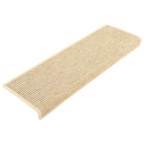 vidaXL Tappetini per scale 15 pz 65x21x4 cm Beige chiaro Bordo rettangolare