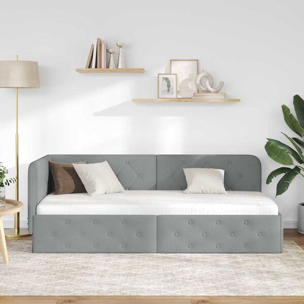 vidaXL Cornice del letto ad angolo Grigio chiaro 80 x 200 cm Tessuto