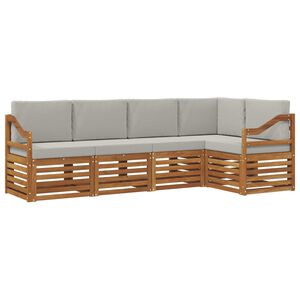 vidaXL Set di divani da esterno 5 pz Grigio Naturale e Chiaro