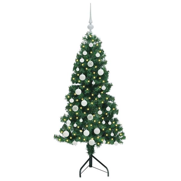 vidaXL Albero di Natale Artificiale Angolare con 150 LED Verde 150 cm