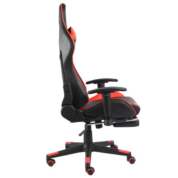 vidaXL Sedia da Gaming Girevole con Poggiapiedi Rossa in PVC