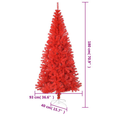 vidaXL Albero di Natale Artificiale Sottile con Base Rosso 180 cm PVC