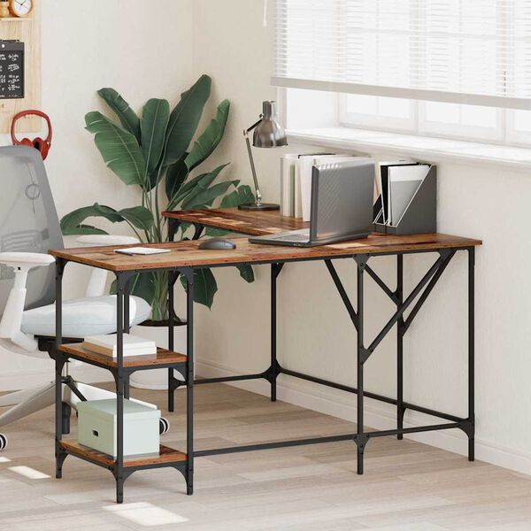 vidaXL Scrivania Legno vecchio 139 x 139 x 75 cm Legno multistrato