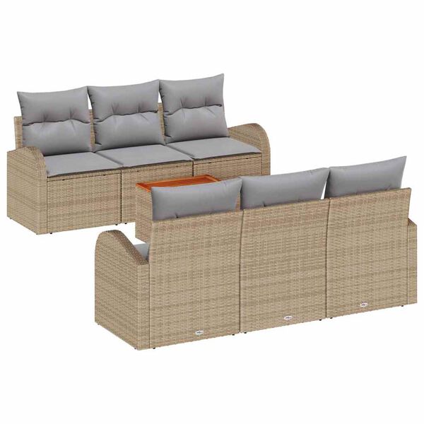 vidaXL Set Divano da Giardino 7 pcs Beige e Grigio Chiaro polyrattan
