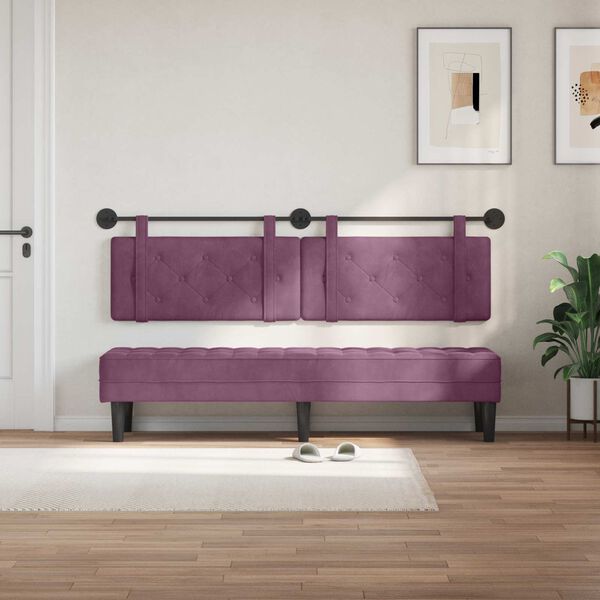 vidaXL Testata appesa Montaggio a parete Viola 190 x 55 x 5 cm Velluto