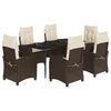 vidaXL Set da Pranzo da Giardino 7pz con Cuscini in Polyrattan Marrone