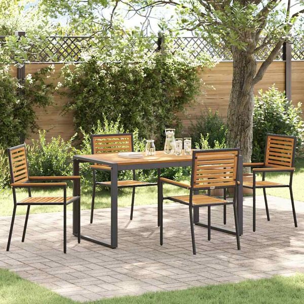 vidaXL Set da Pranzo per Giardino 5 pcs Nero e Marrone polyrattan