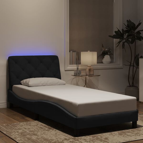 vidaXL Giroletto con LED senza Materasso Nero 90x190 cm in Velluto