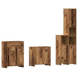 vidaXL Set Mobili da Bagno 4 pz Legno Antico in Legno Multistrato