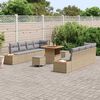 vidaXL Set Divano da Giardino con cuscino 11 pcs Beige Poly Rattan