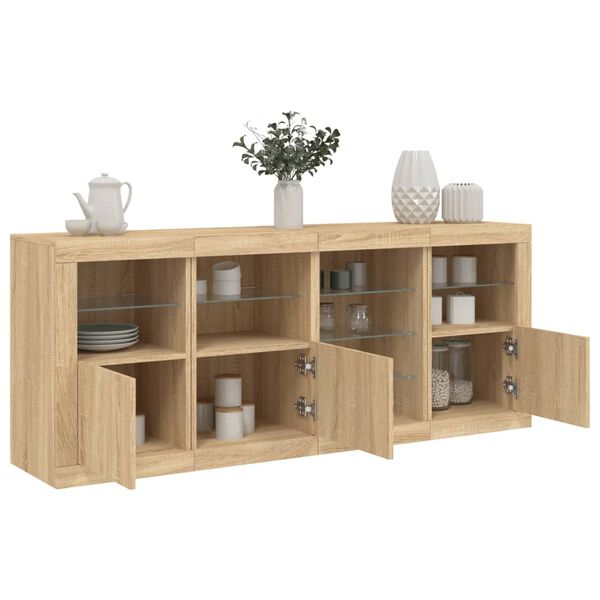 vidaXL Credenza con Luci LED Rovere Sonoma 164x37x67 cm