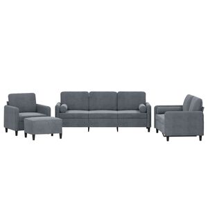 vidaXL Set di Divani 4 pz con Cuscini Grigio Scuro in Velluto