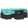 vidaXL Set Divano da Giardino con archiviazione 7 pcs Nero Poly Rattan