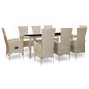 vidaXL Set da Pranzo da Giardino 9 pz con Cuscini in Polyrattan Beige