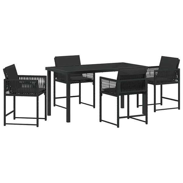 vidaXL Set da Pranzo per Giardino 5 pcs Nero polyrattan