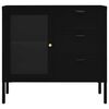 vidaXL Credenza Nera 75x35x70 cm in Acciaio e Vetro Temperato