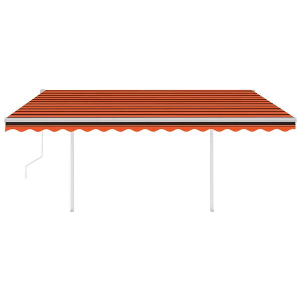 vidaXL Tenda Retrattile Automatica con Pali 4x3 m Arancio e Marrone