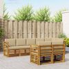 vidaXL Set divani 8 pcs Naturale e Beige Legno di Acacia Massello