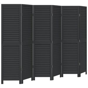 vidaXL Divisorio Ambienti 6 Pannelli Nero Legno Massello di Paulownia