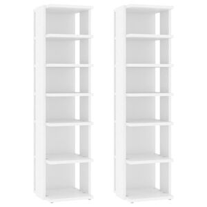 vidaXL Scarpiere 2 pz Bianche 27,5x27x102 cm in Legno Multistrato