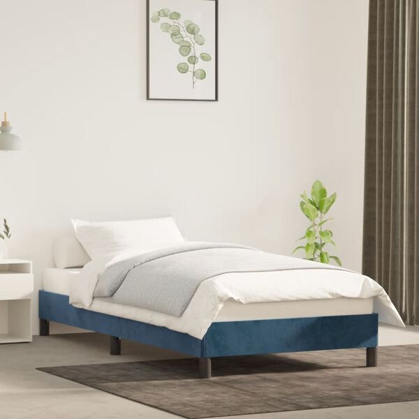 vidaXL Giroletto senza Materasso Blu Scuro 90x190 cm in Velluto