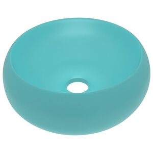 vidaXL Lavandino Lusso Rotondo Verde Chiaro Opaco 40x15 cm in Ceramica