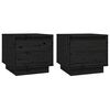 vidaXL Comodini 2 pz Neri 35x34x32 cm in Legno Massello di Pino