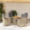 vidaXL Set da Pranzo da Giardino 5 pz con Cuscini Beige in Polyrattan