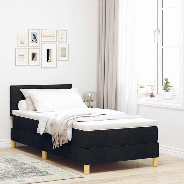 vidaXL Letto a molle con materasso Nero 90 x 190 cm Tessuto