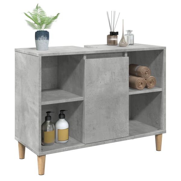 vidaXL Armadietto da Bagno Grigio Cemento 80x33x60cm Legno Multistrato