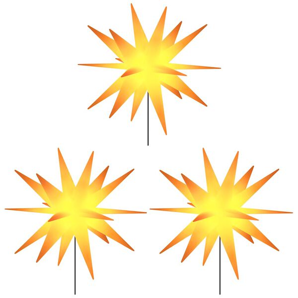 vidaXL Luci di Natale con Picchi e LED 3 pz Pieghevoli Gialle 57 cm