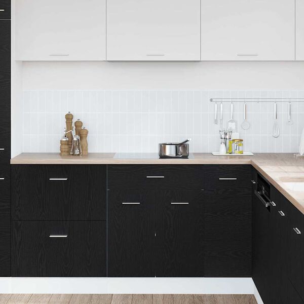 vidaXL Armadio pensile con cassetto Riga Rovere Nero 60 x 46 x 81,5 cm