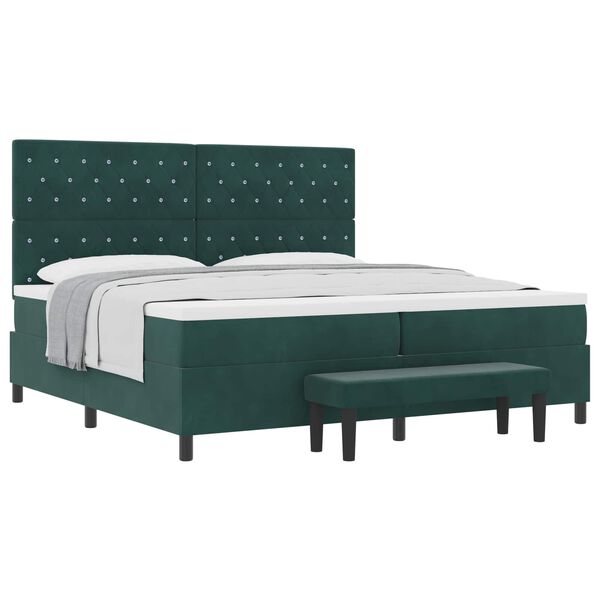 vidaXL Letto a molle con materasso Verde scuro 200 x 200 cm Velluto
