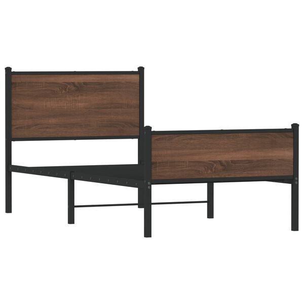 vidaXL Giroletto senza Materasso in Metallo Rovere Marrone 90x200 cm