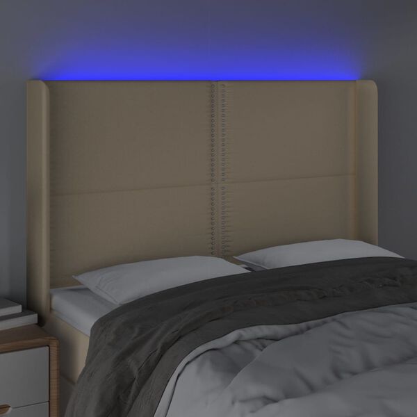 vidaXL Testiera a LED Crema 147x16x118/128 cm in Tessuto