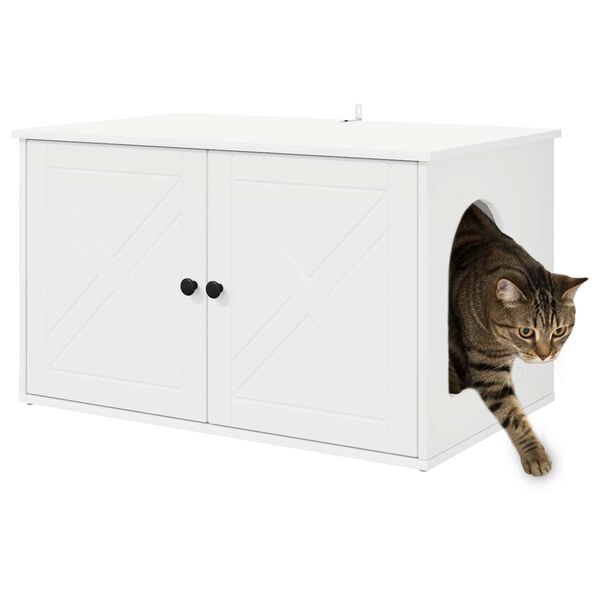 vidaXL Casa per Gatti Bianco 85 x 55 x 50,5 cm Legno multistrato