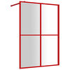 vidaXL Parete per Doccia Walk-in Vetro Trasparente ESG 140x195cm Rossa