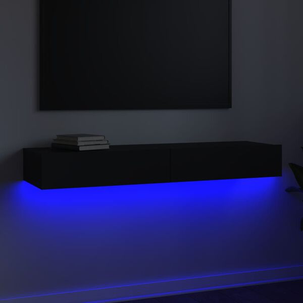 vidaXL Mobile Porta TV con Luci LED Nero 120x35x15,5 cm