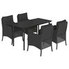vidaXL Set da Pranzo da Giardino 5 pz Nero con Cuscini in Polyrattan