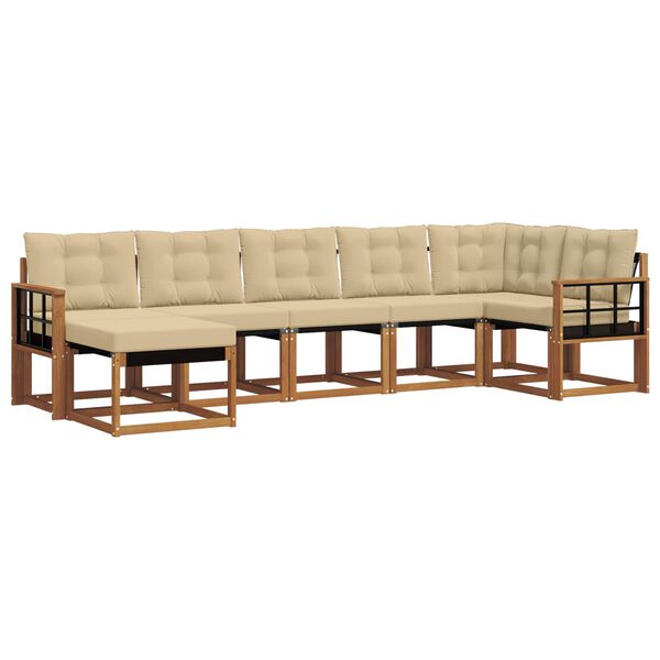vidaXL Set di divani da esterno con cuscino 7 pcs Naturale e Beige
