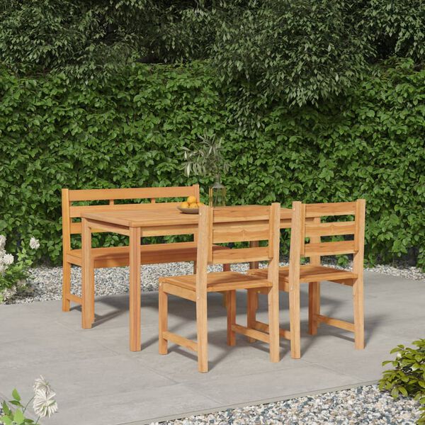 vidaXL Set da Pranzo per Giardino 4 pz in Legno Massello di Teak