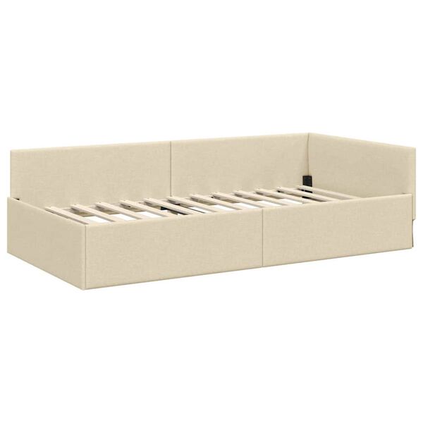 vidaXL Cornice del letto ad angolo Crema 90 cm x 200 cm Velluto