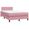 vidaXL Letto a Molle con Materasso e LED Rosa 120x220 cm in Velluto