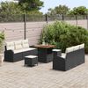 vidaXL Set Divano da Giardino con cuscino 9 pcs Nero Poly Rattan